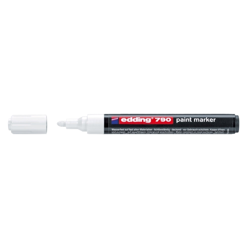 Marker permanent Edding 790, cu vopsea, corp plastic, varf rotund, 2-3 mm, alb Marker permanent Edding 790, cu vopsea, corp plastic, varf rotund, 2-3 mm, alb